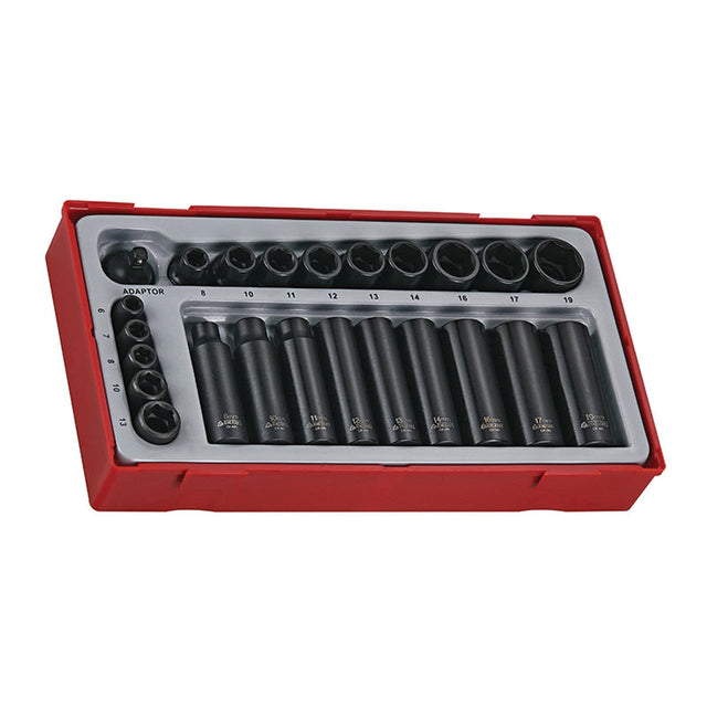 Teng Tools TT9024 1/4" & 3/8" Drive Impact Socket Set (24 Pieces) - TENGTT9024 - Teng Tools - Trade Counter Direct