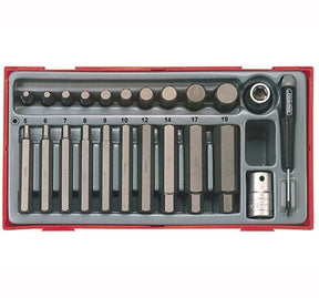 Teng TTHEX23 23 Piece Metric Hex Bit Socket Set - 23 Piece Set - TENTTHEX23 - Teng - Trade Counter Direct
