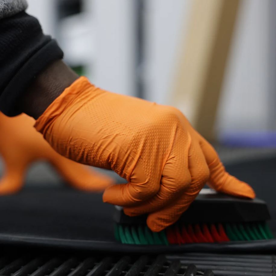 Tough Glove Gator Gripz Diamond Texture Extra Thick Orange Nitrile Gloves - Box of 50 Gloves