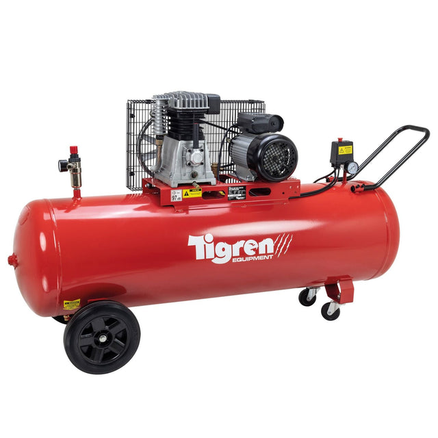 TIGREN 200ltr 3hp Belt - Driven Compressor - 04394 - SIP-04394 - SIP Tools UK - Trade Counter Direct