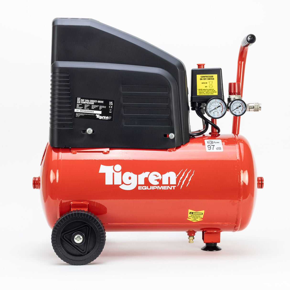 TIGREN DD 2hp 24ltr Direct Drive Compressor with 7pc Air Kit - SIP-04397 - SIP Tools UK - Trade Counter Direct