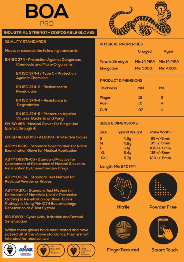 Tough Glove Boa Pro Black Nitrile Gloves - Box of 100 - TG-BP-M - Select Products - SPI - Trade Counter Direct