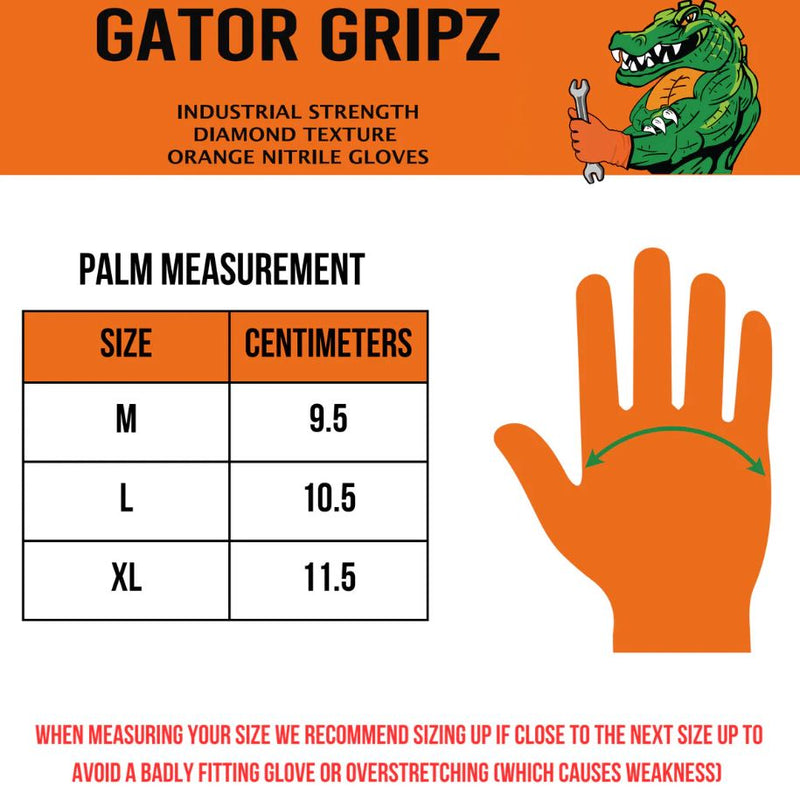 Tough Glove Gator Gripz Diamond Texture Extra Thick Orange Nitrile Gloves - Box of 50 Gloves - TG-GGO-M - Select Products - SPI - Trade Counter Direct