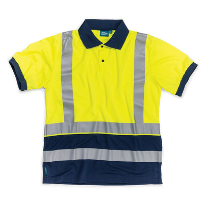 Tough Grit Hi - Vis 2 - Tone Polo Shirt Yellow/Navy - L - 630132 - TS630132 - Tough Grit - Trade Counter Direct