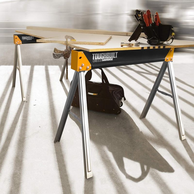 Toughbuilt Folding Saw Horse Twin Pack - Sturdy & Durable - TB - C300 - 2 - TB-C300-2 - Toughbuilt - Trade Counter Direct