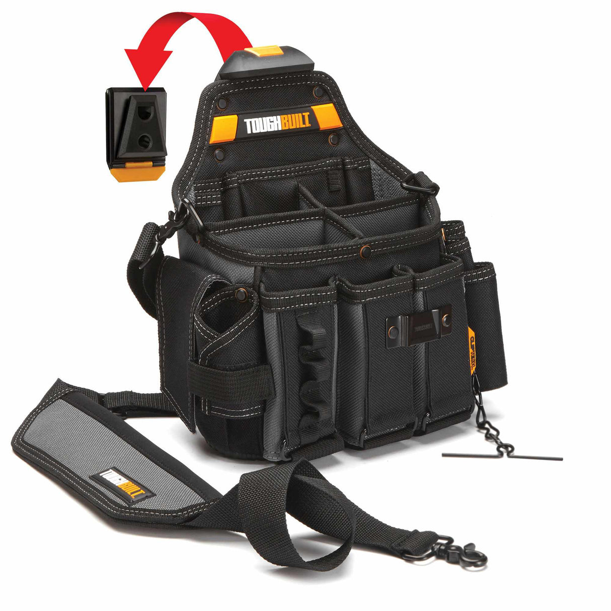Toughbuilt Journeyman Electricians Pouch With Shoulder Strap; Cliptech System - TB - CT - 114 - TB-CT-114 - Toughbuilt - Trade Counter Direct