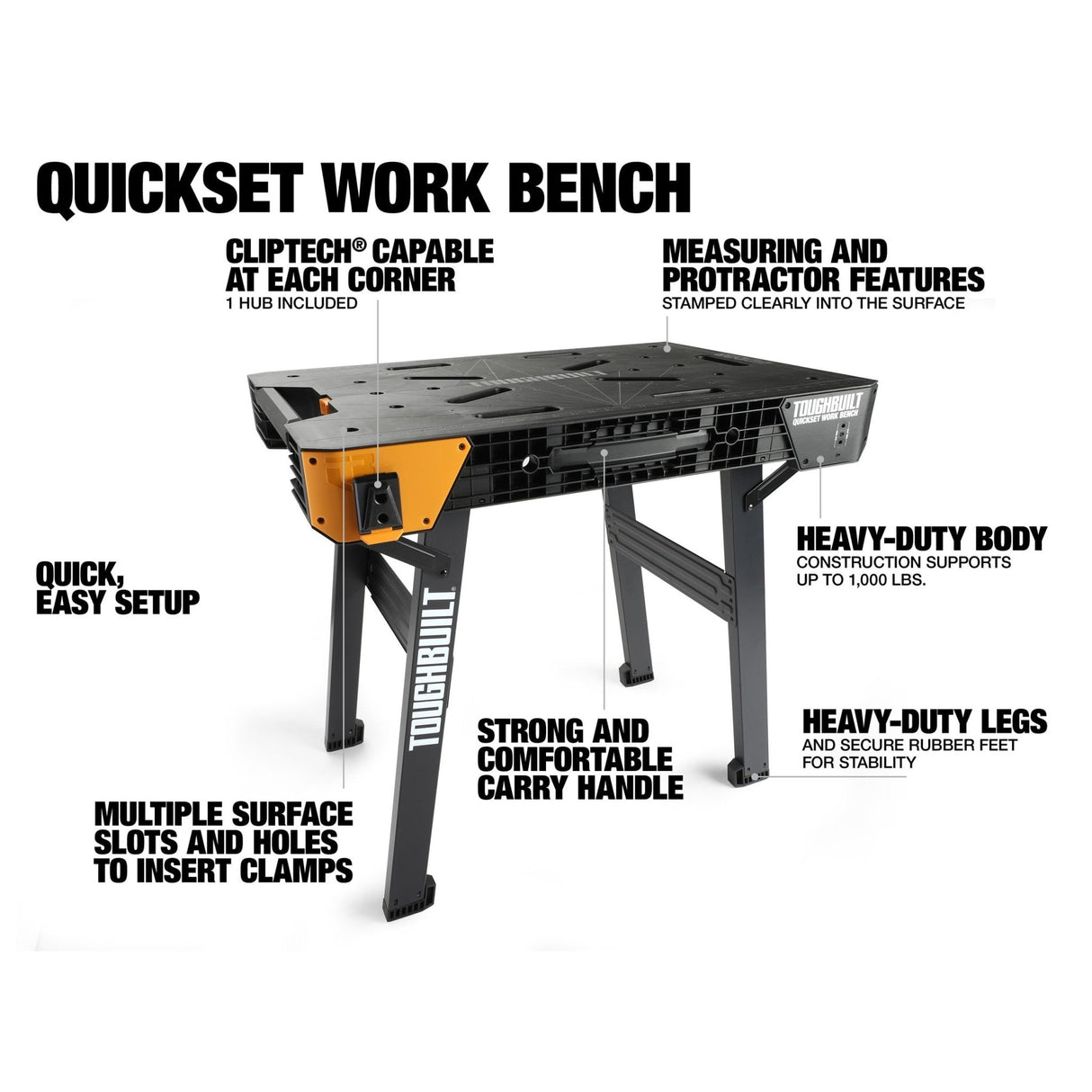 Toughbuilt Quickset Work Bench - TB - WB700 - TB-WB700 - Toughbuilt - Trade Counter Direct