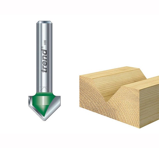 Trend C044 x 1/4 TCT Chamfer V Groove 45 degree 6.0 x 12.7mm - C044x1/4TC Routerbit Vgroove - TREC04414TC - Trend - Trade Counter Direct
