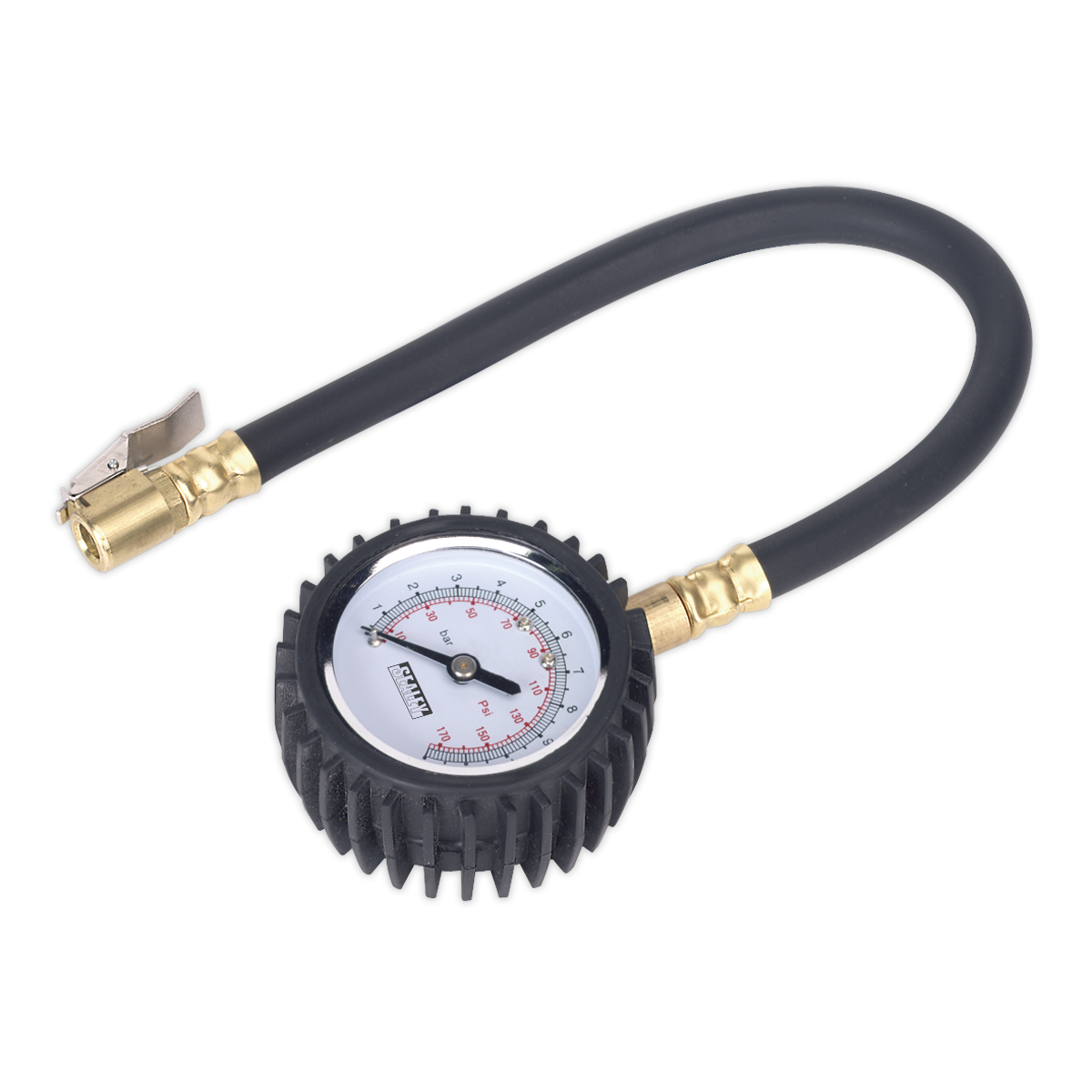 Sealey TST/PG6 Tyre Pressure Gauge with Clip-On Chuck 0-7bar(0-100psi)