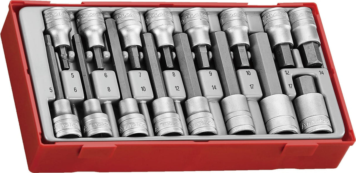 Teng TTHEX16 1/2" Drive Hex Bit Socket Set 16 Pieces