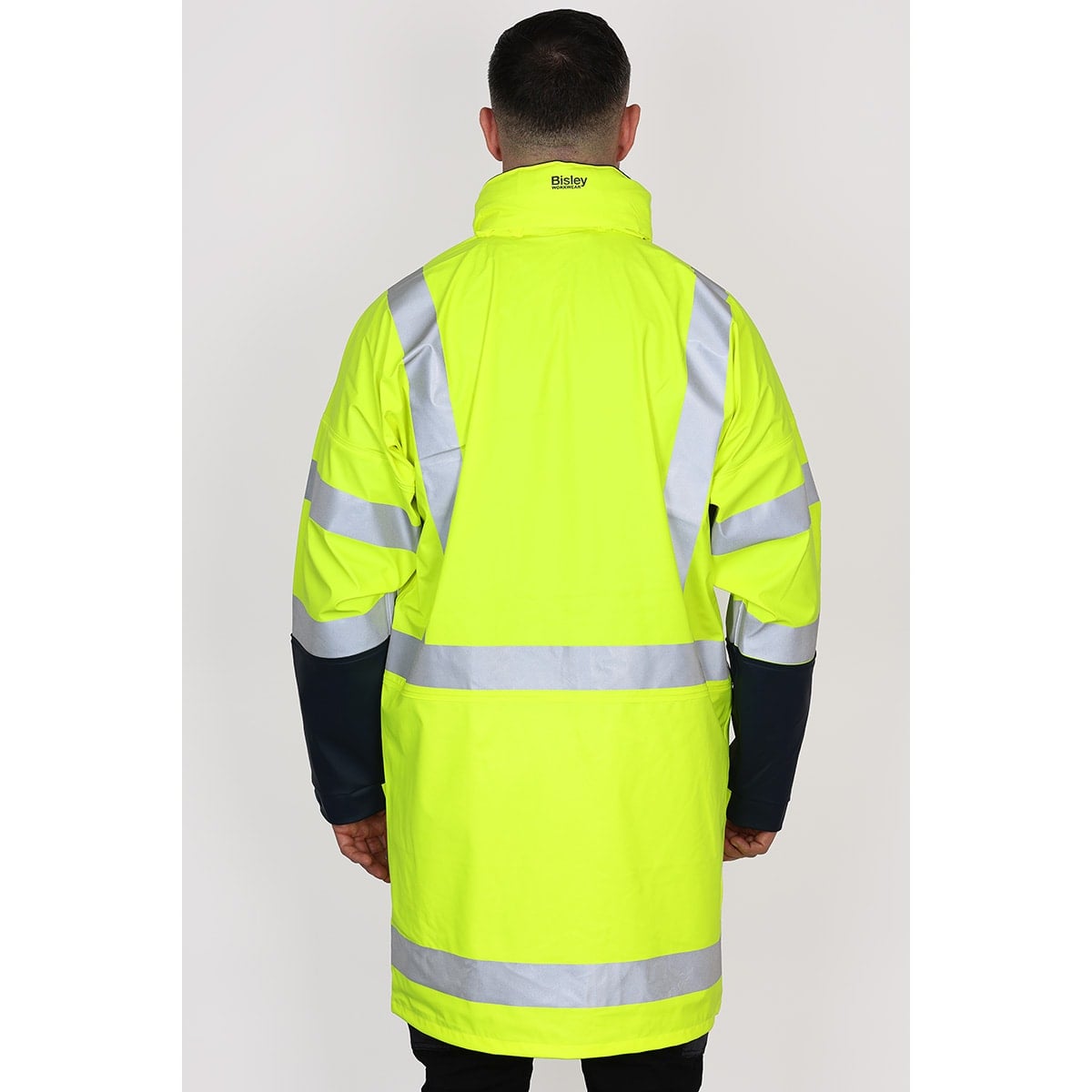 Bisley Workwear Taped Two Tone Hi Vis Waterproof Rain Coat Orange/Yellow
