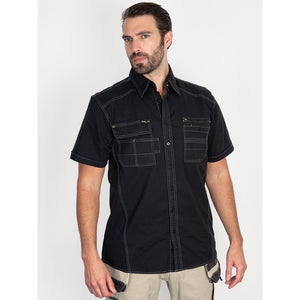Bisley Workwear Flex & Move Utility Work Shirt Short Sleeve - Black