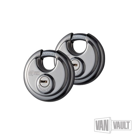 Van Vault Stainless Steel Disc Padlock Twin Pack | S10028 - S10028 - Van Vault - Trade Counter Direct