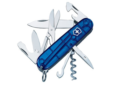 Victorinox Climber Swiss Army Knife Translucent Blue Blister - Pen Knife - VICJELCLIBLB - Victorinox - Trade Counter Direct