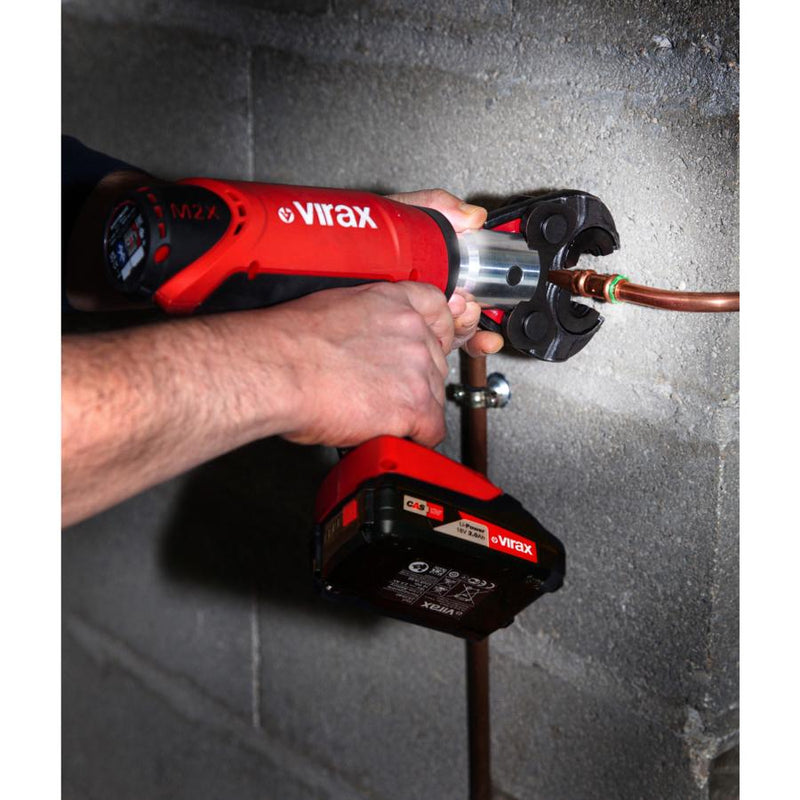 Virax M2X 20kN Cordless Press Machine with Mother Jaw, M15 - 22 - 28 Inserts & 2 Batteries UK - 990978 - VIR990978 - Virax - Trade Counter Direct