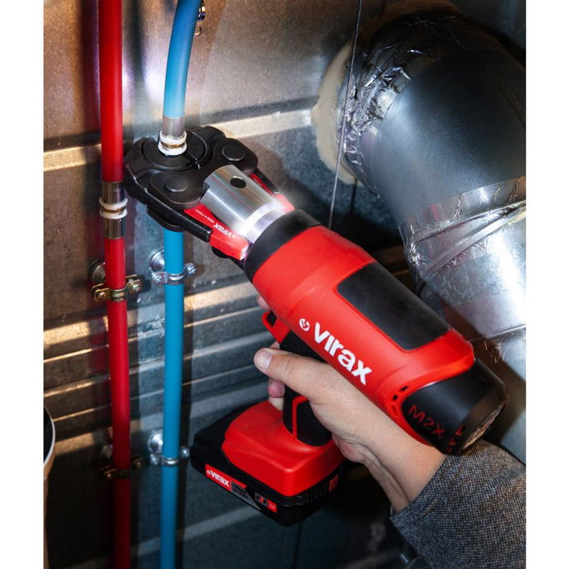 Virax M2X 20kN Cordless Press Machine with Mother Jaw, M15 - 22 - 28 Inserts & 2 Batteries UK - 990978 - VIR990978 - Virax - Trade Counter Direct