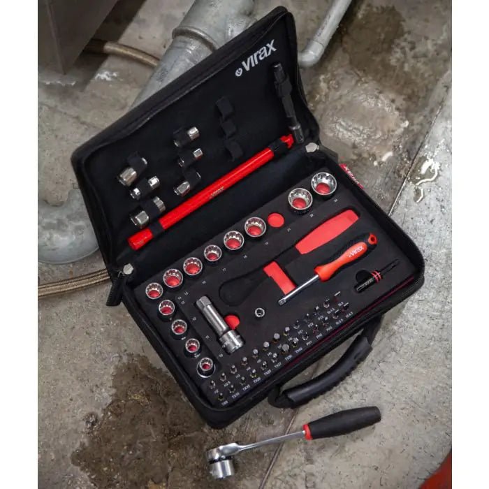 Virax Plombi’Box 51 Piece Go - Thru Socket Set with Basin Wrench - 310410 - VIR310410 - Virax - Trade Counter Direct
