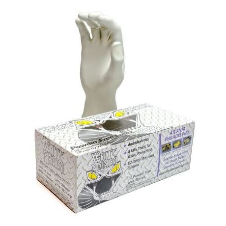 White Mamba Industrial Strength Powder Free Exam Grade Latex Gloves - Touch Screen Compatible - Box of 100 - BX-WMG-S - Black Mamba Gloves - Trade Counter Direct