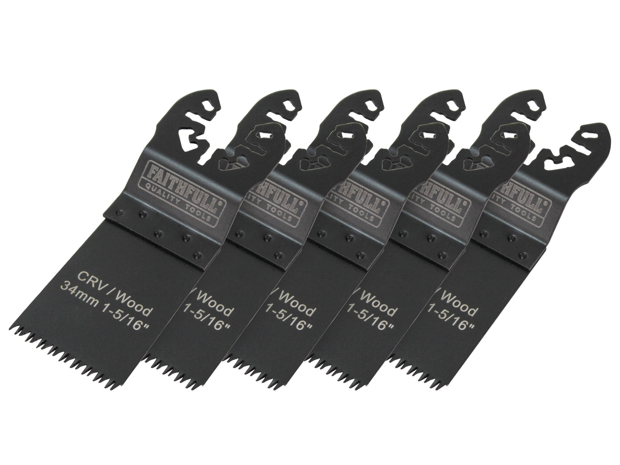 Faithfull 5 Piece Flush Cut Wood Blade Set - Bulk Pack of 5 - XMS22MBLADE5