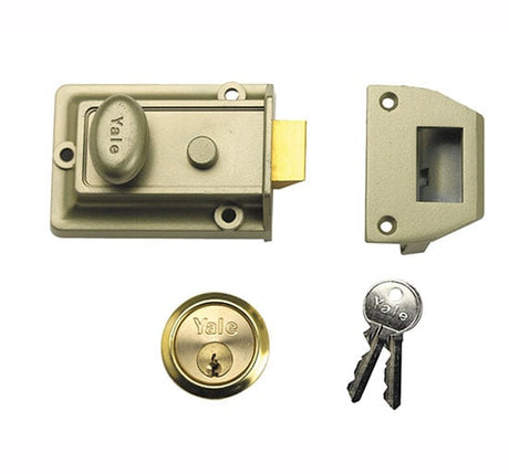 Yale Locks 77 Traditional Nightlatches 60mm Backset - Nickle Brass SC Cylinder Box - YAL77ENBSC - Yale Locks - Trade Counter Direct